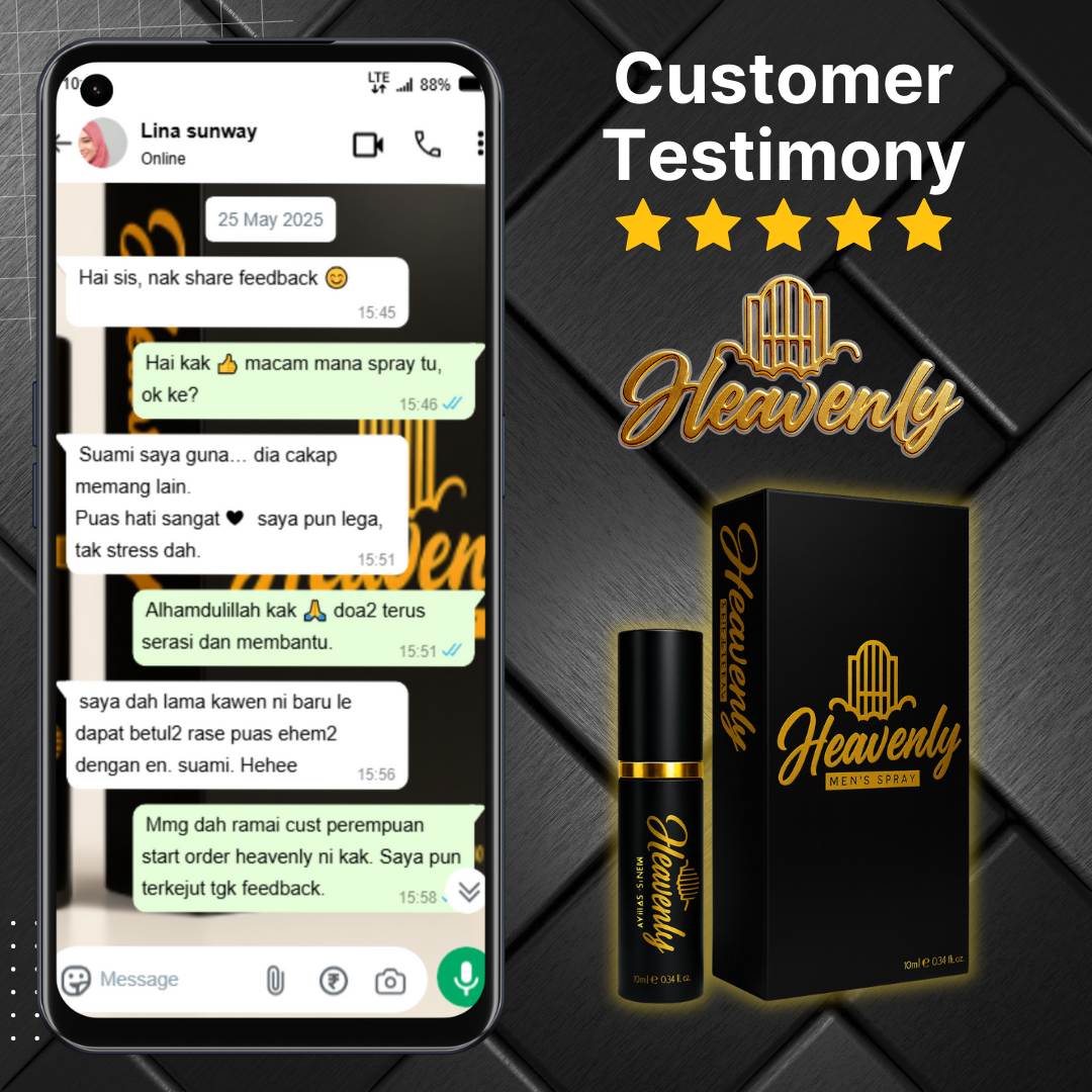 testimoni heavenly spray tahan lama 